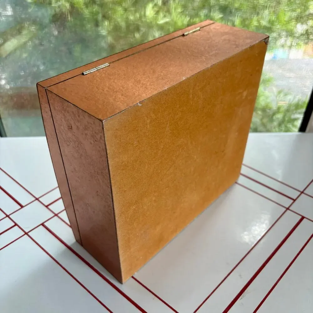 Vintage Mirrored Jewelry Box with 2 Removable Velvet Trays Brown Finish
